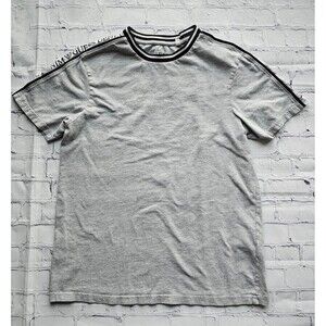 GUESS‎ Denim Men’s Gray T-Shirt S Black White Sleeve Tape Logo Casual Pre-Owned